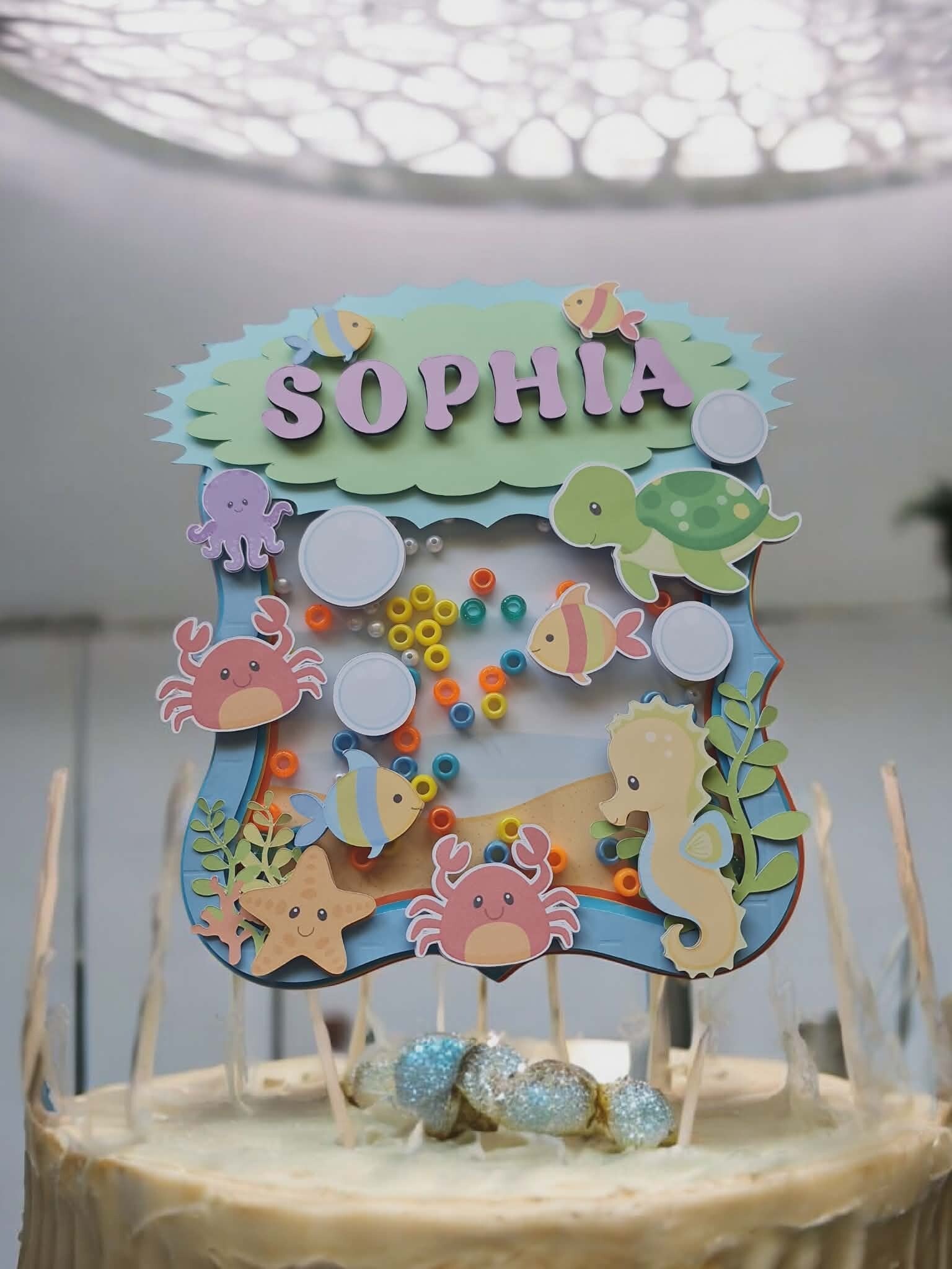 Handmade Sea Creature Shaker Cake Topper