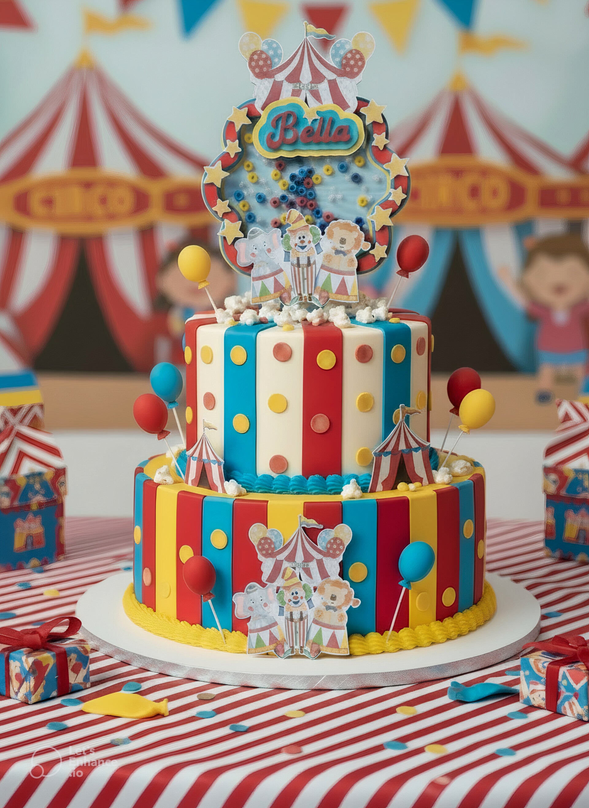 Handmade Circus Shaker Cake Topper