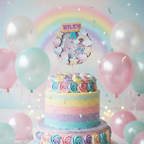 Handmade Unicorn Shaker Cake Topper