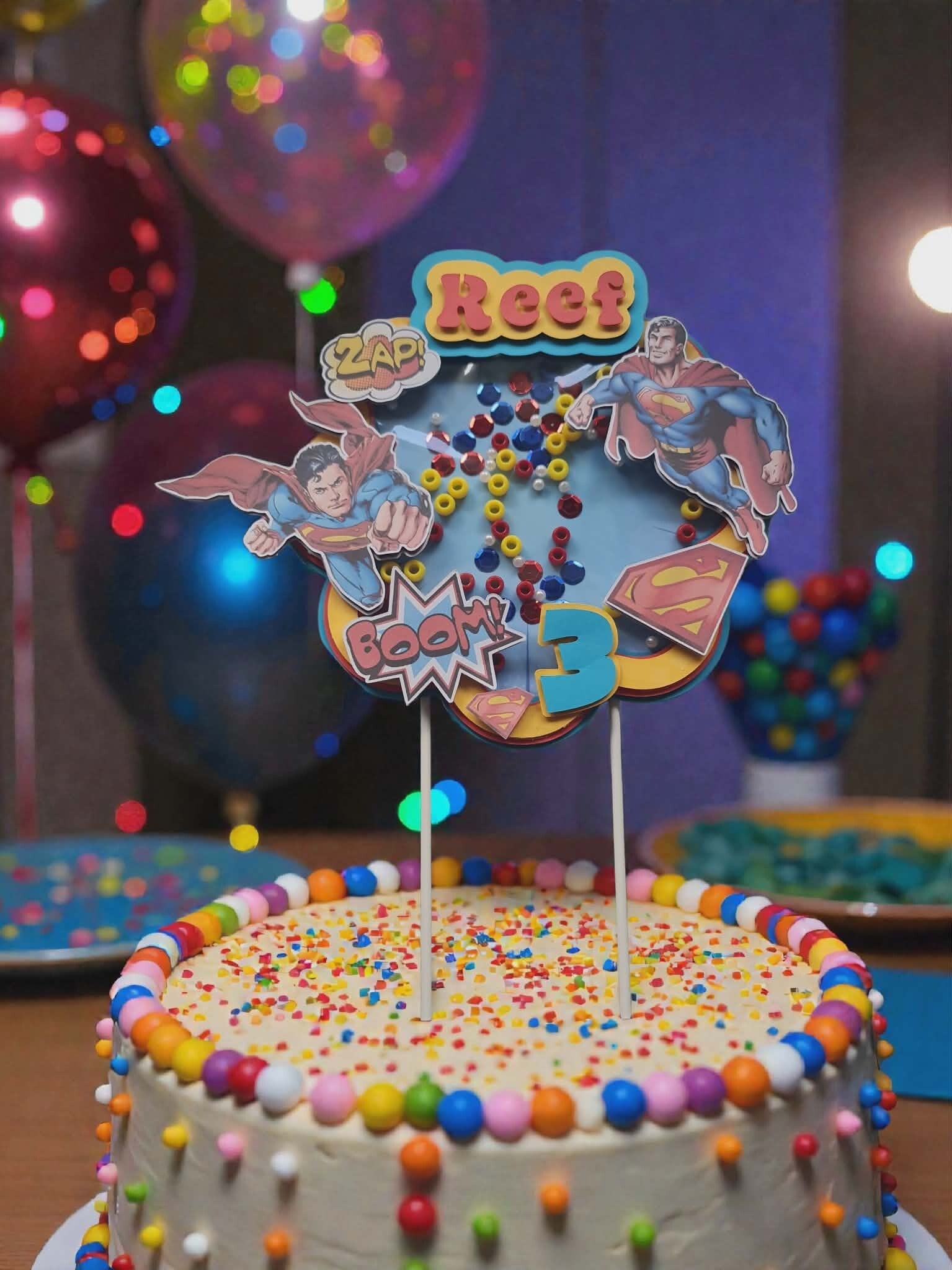 Handmade Superman Shaker Cake Topper