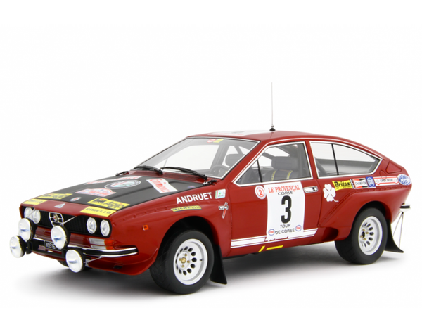 Alfa Romeo Alfetta Gr.2 Autodelta Rally Tour de Corse 1975 Andruet - Jouanny - 1/18 Laudoracing LM199D - EIGEN VERZAMELING, VERKOOP OP AANVRAAG