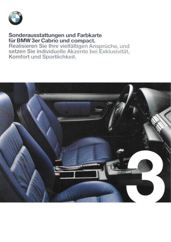 BMW 3 E36 - 1999/D - Sonderausstattungen und Farbkarte für BMW 3er Cabrio und compact.