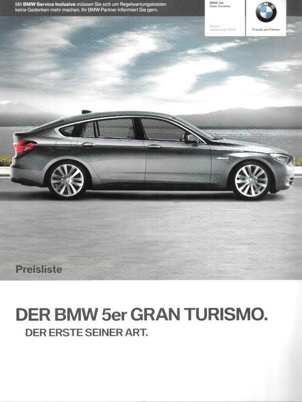 BMW 5 F07 - 2009/D - Der BMW 5er Gran Turismo - Preisliste September 2009