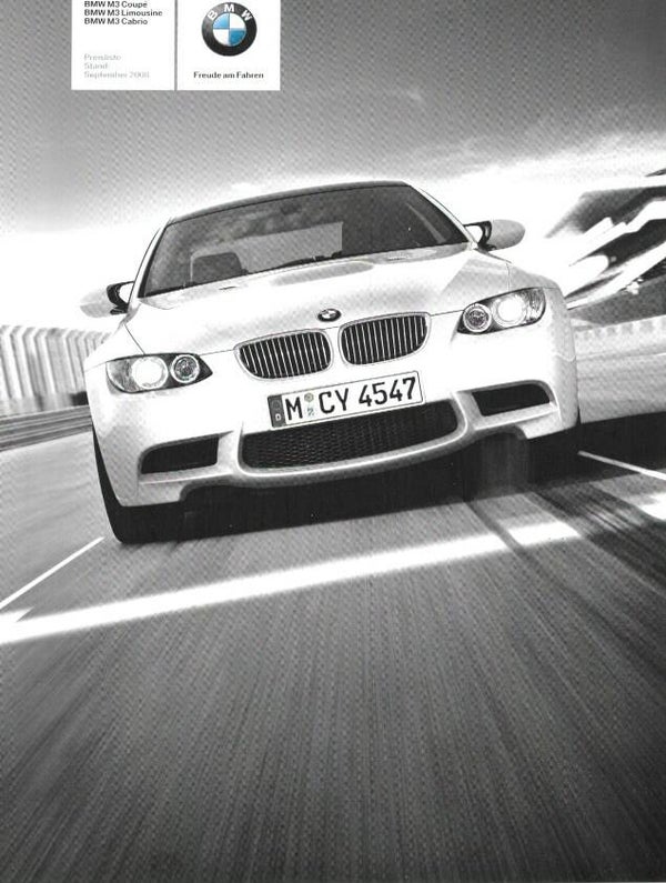 BMW M3 E90/92/93 - 2008/D - M3 Coupé, Limousine, Cabrio Preisliste September 2008