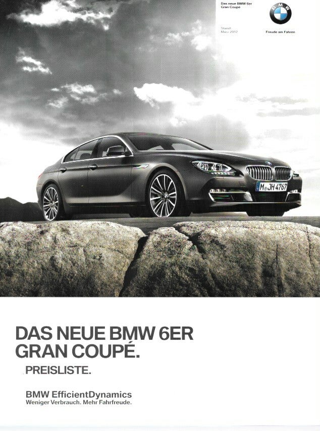 BMW 6 F13 - 2012/D - Das neue BMW 6er Gran Coupé. Preisliste Stand März 2012