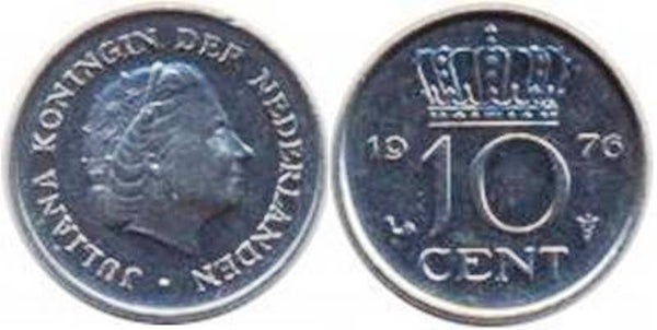 Pièce - 10 cents Nederland - Juliana