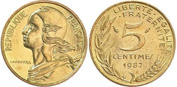 Pièce -0,5  Franc Français 1987