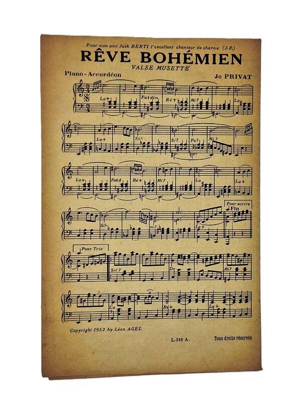 Partition Rêve Bohémien - Adieu Beau Rêve - Valse N°2