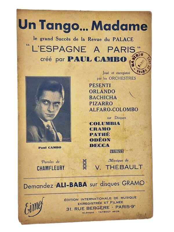 Partition Un Tango ... Madame