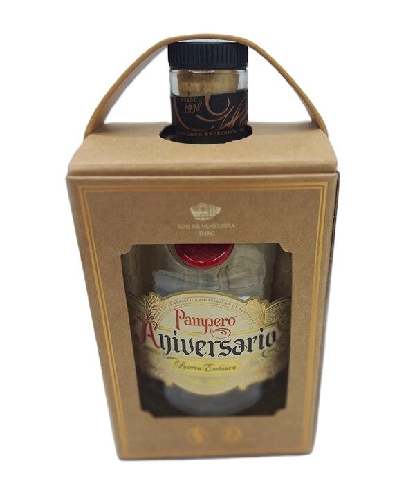 Bouteille vide Rhum Pampero Aniversario avec boîte