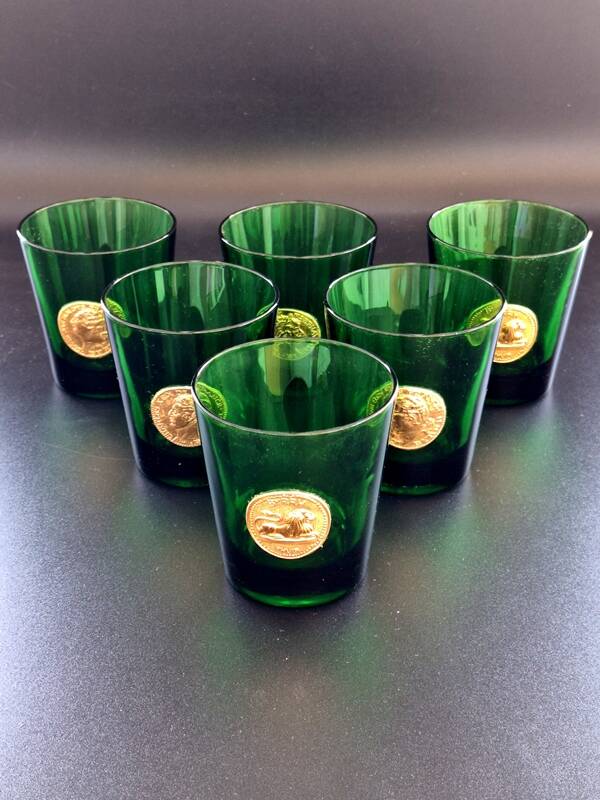Verre vert avec médaillon (Lot de 6)