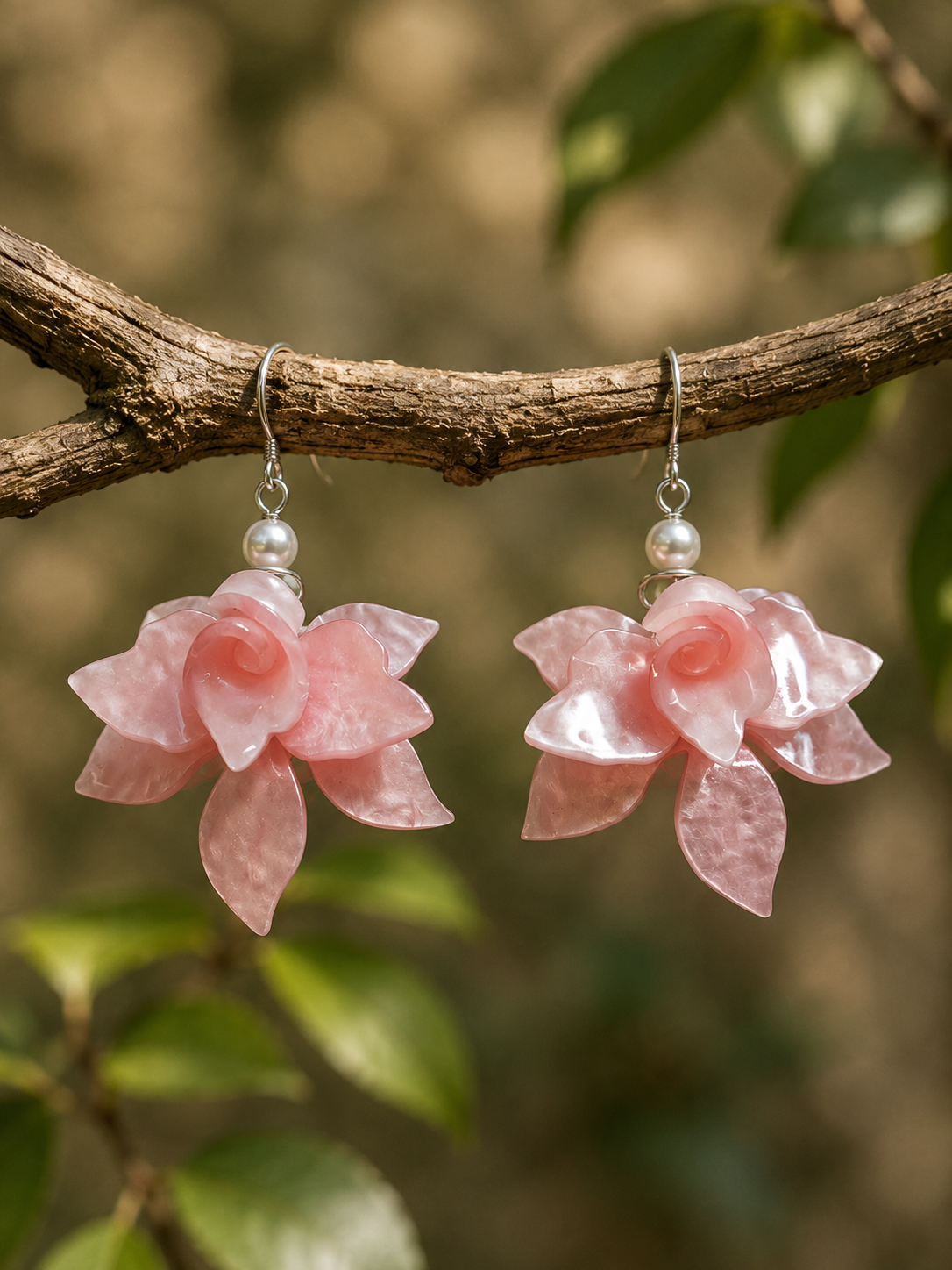 Boucles d'oreilles ton rose pale