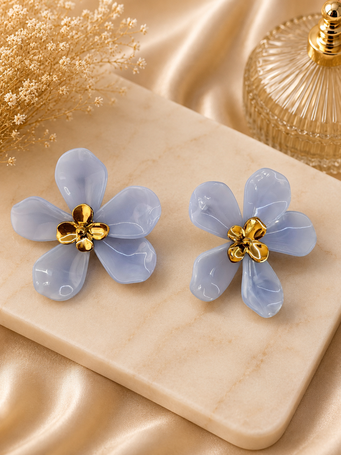 Boucles d'oreilles ton bleu pale