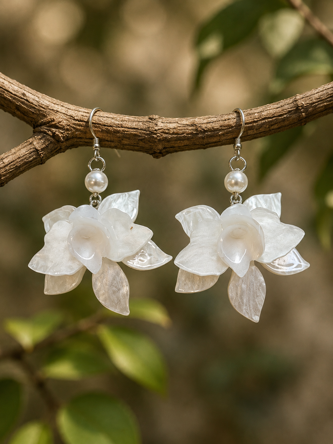 Boucles d'oreilles ton blanc