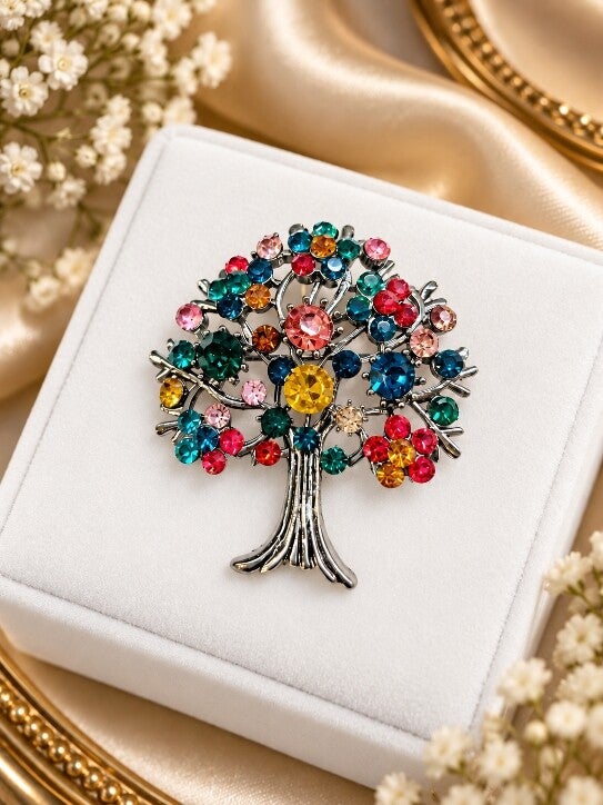 Broche arbre de vie multicolore
