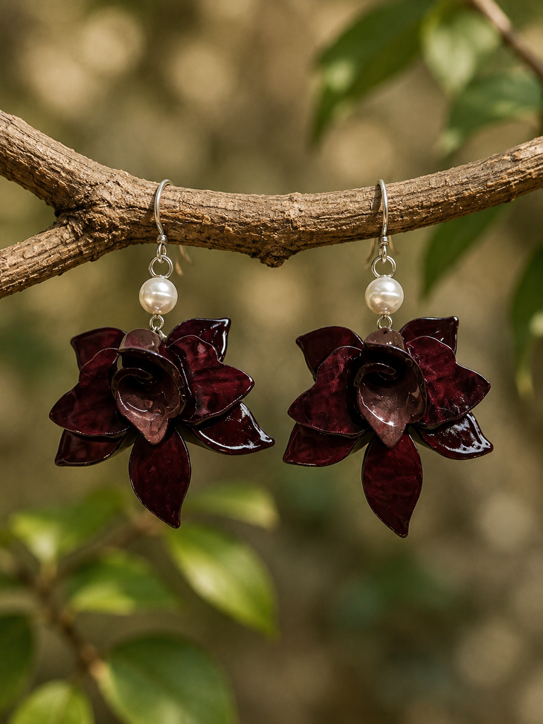 Boucles d'oreilles ton grenat