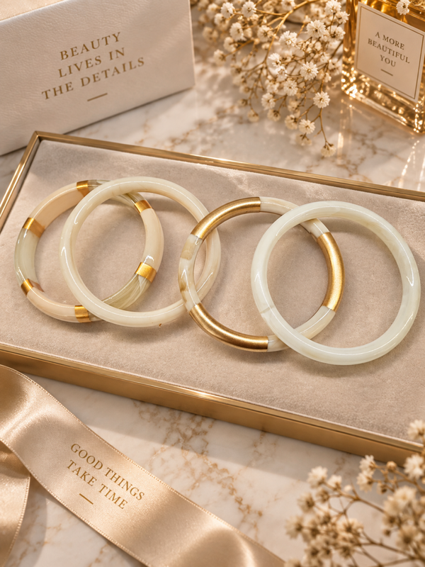 Bracelets en lot ton blanc cassé