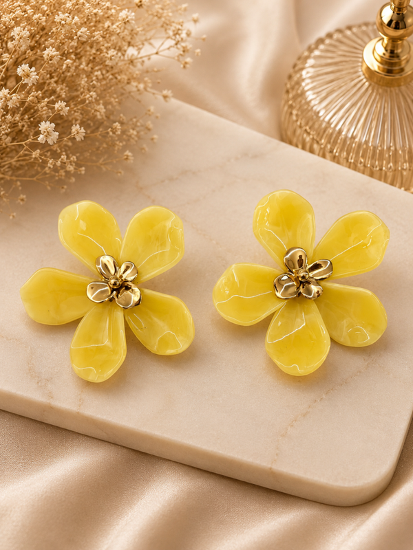 Boucles d'oreilles ton jaune