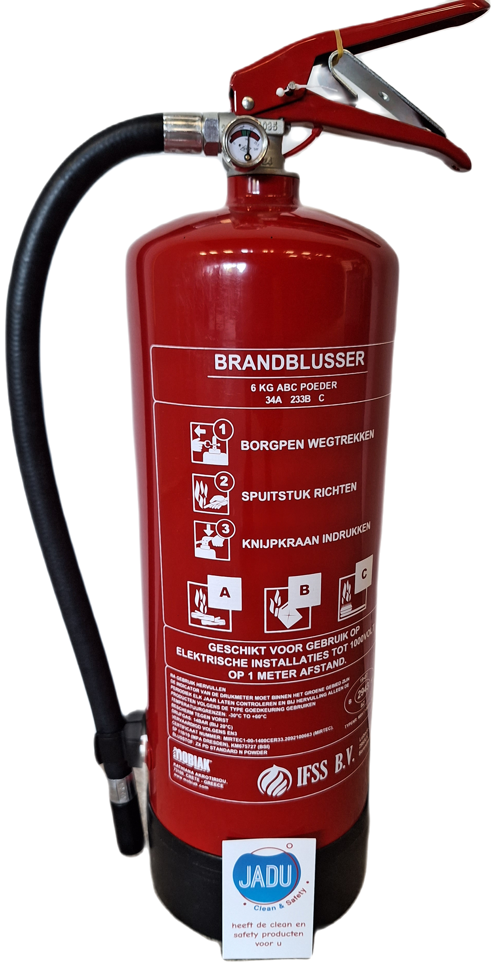 JaDu Poederblusser 6kg inclusief 1 jaar keuring en ophangbeugel!