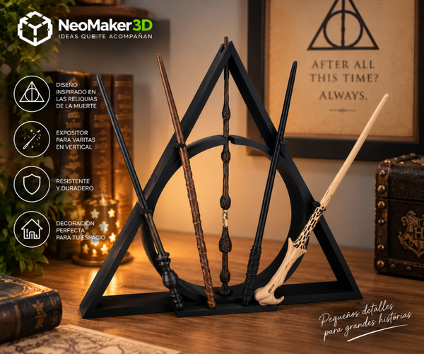 Expositor para 5 Varitas Mágicas – Soporte Vertical Inspirado en las Reliquias de la Muerte | NeoMaker3D