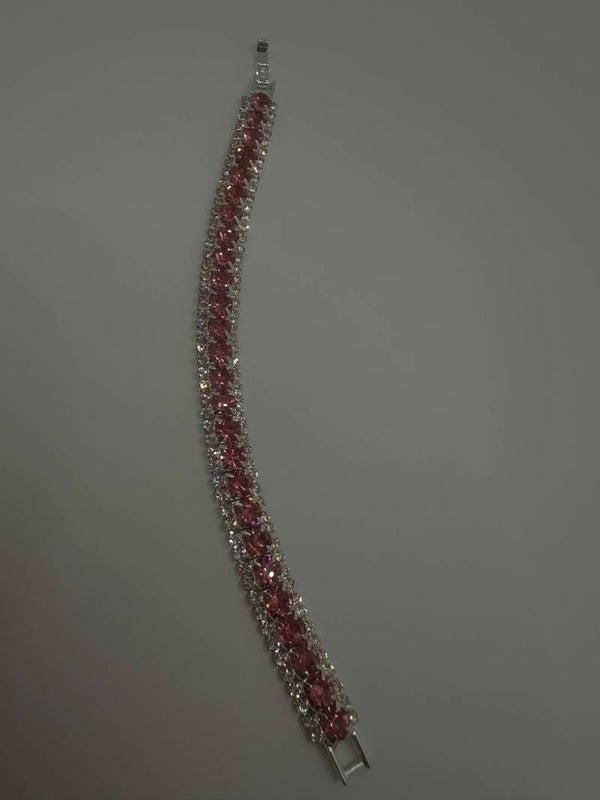 Roestvrije armband met roze kristallen