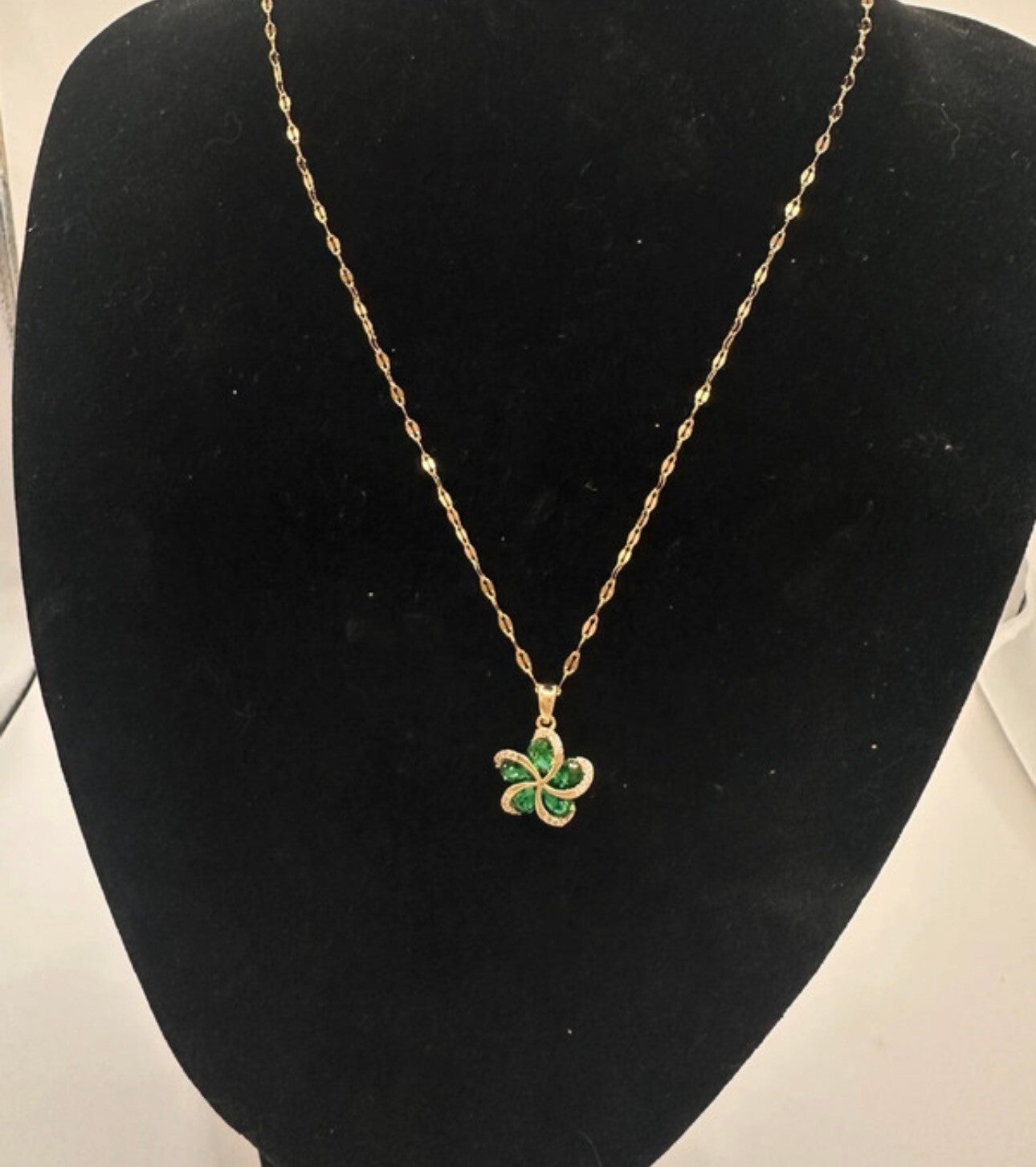 Stainless steel ketting groene bloem