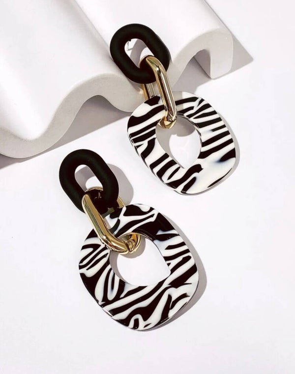 Black zebra earrings