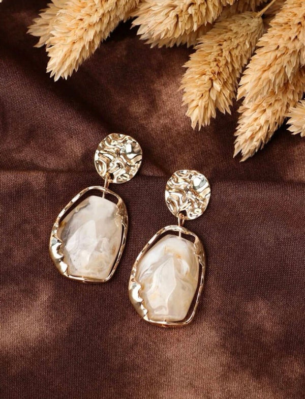Golden marble earrings