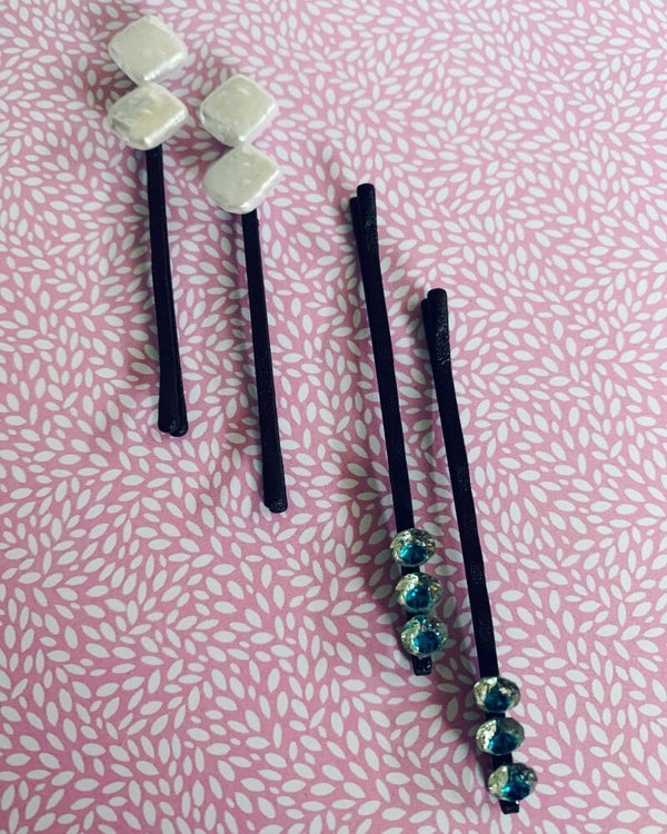 Diamond & pearl hair pins