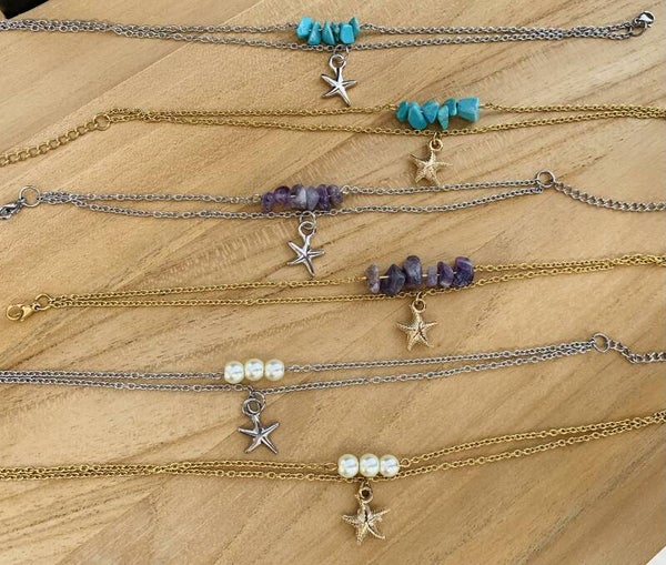 Two in one ocean anklets