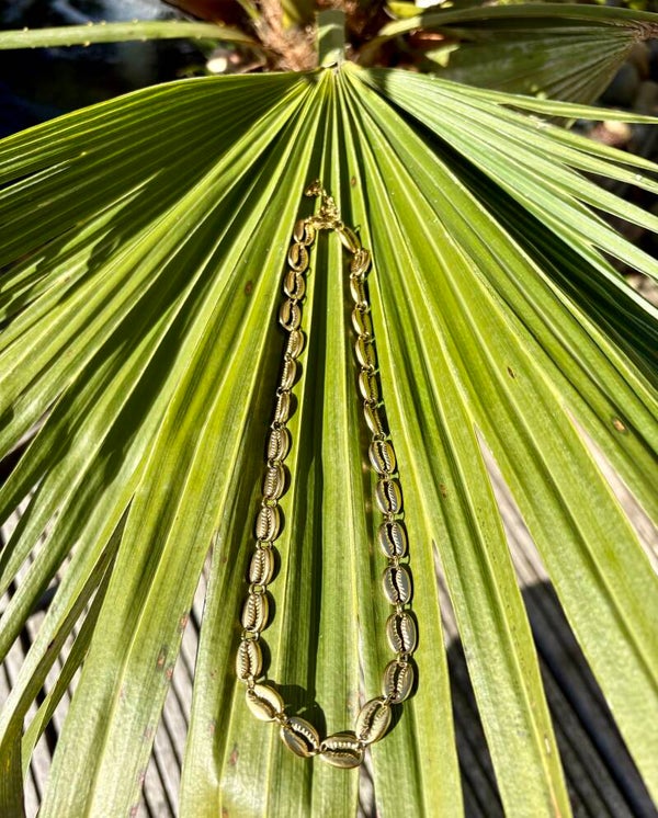 Golden kauri shells necklace