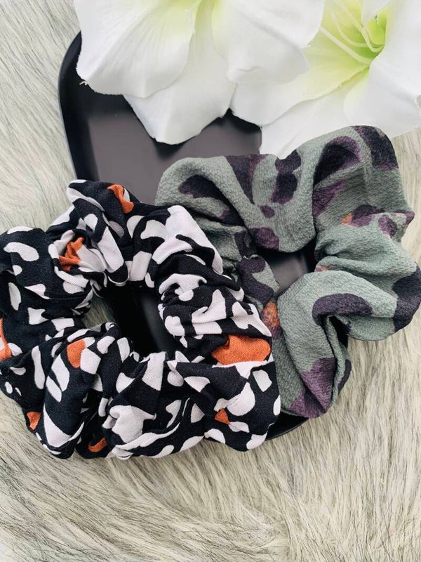 Leopard scrunchies