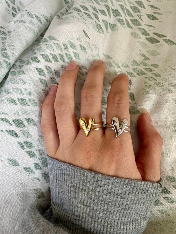 Pearly heart rings