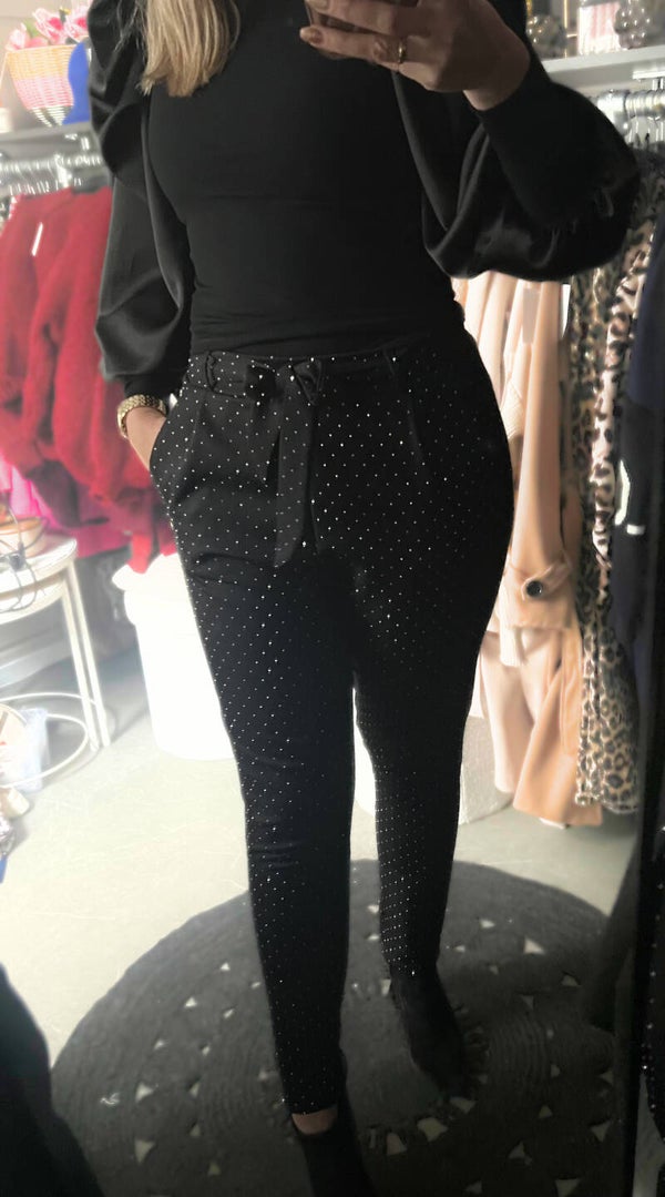Broek met glitter steentjes Zwart