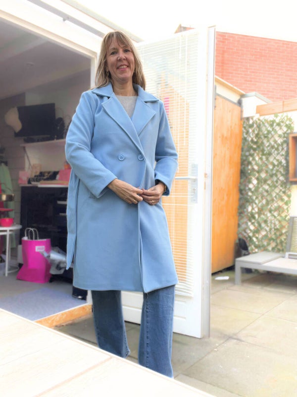 Trenchcoat halflange jas Licht Blauw