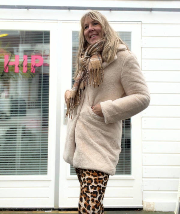 Fake fur Coat imitatiebontjas beige