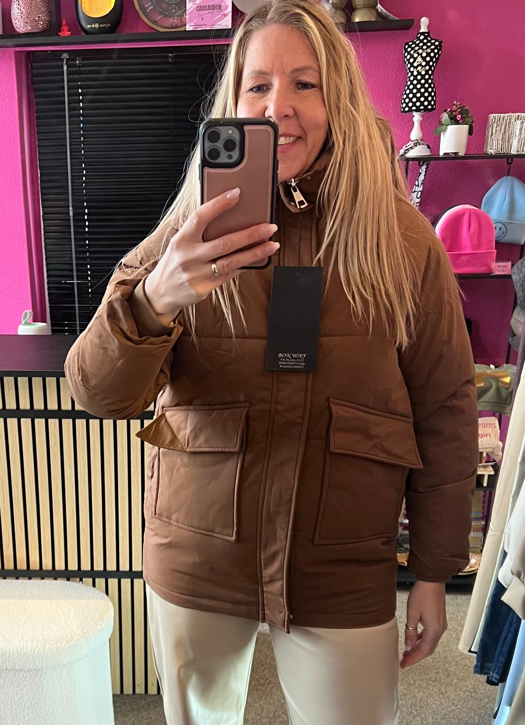 Winterjas Wendy puffer Bruin