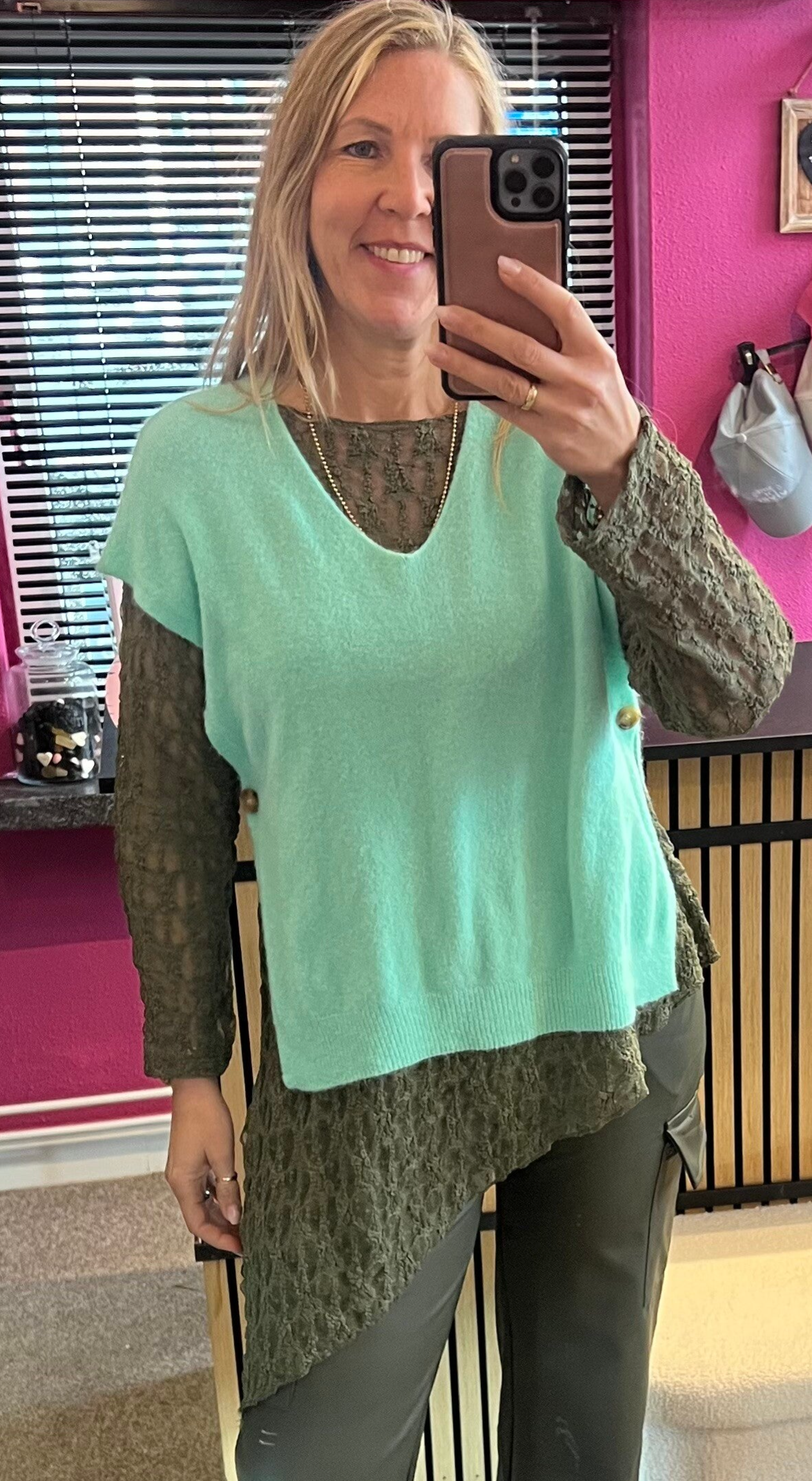 Spencer zachte stof Mint Groen