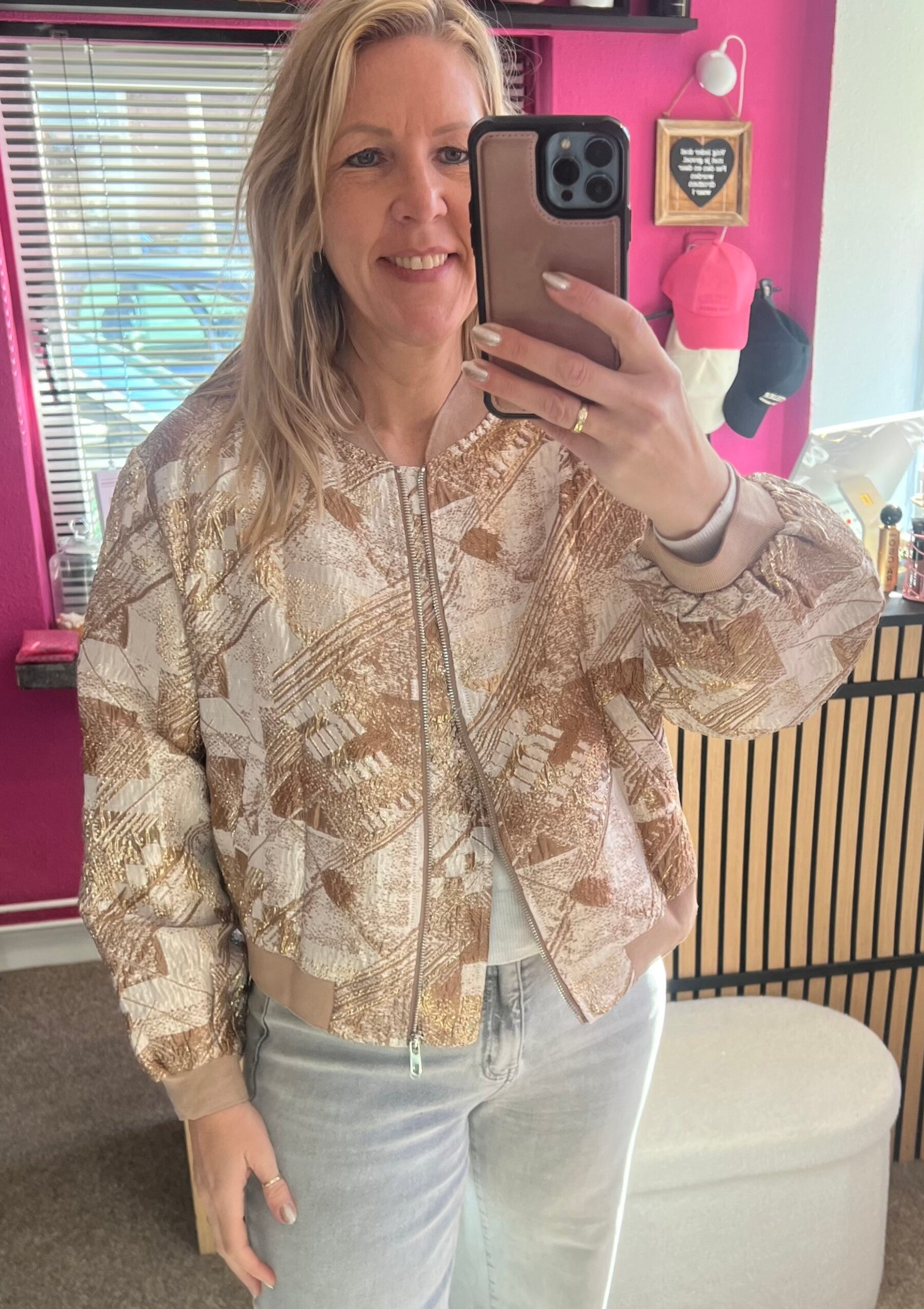 Bomber Jack Jacquard Gold Bruin/Goud