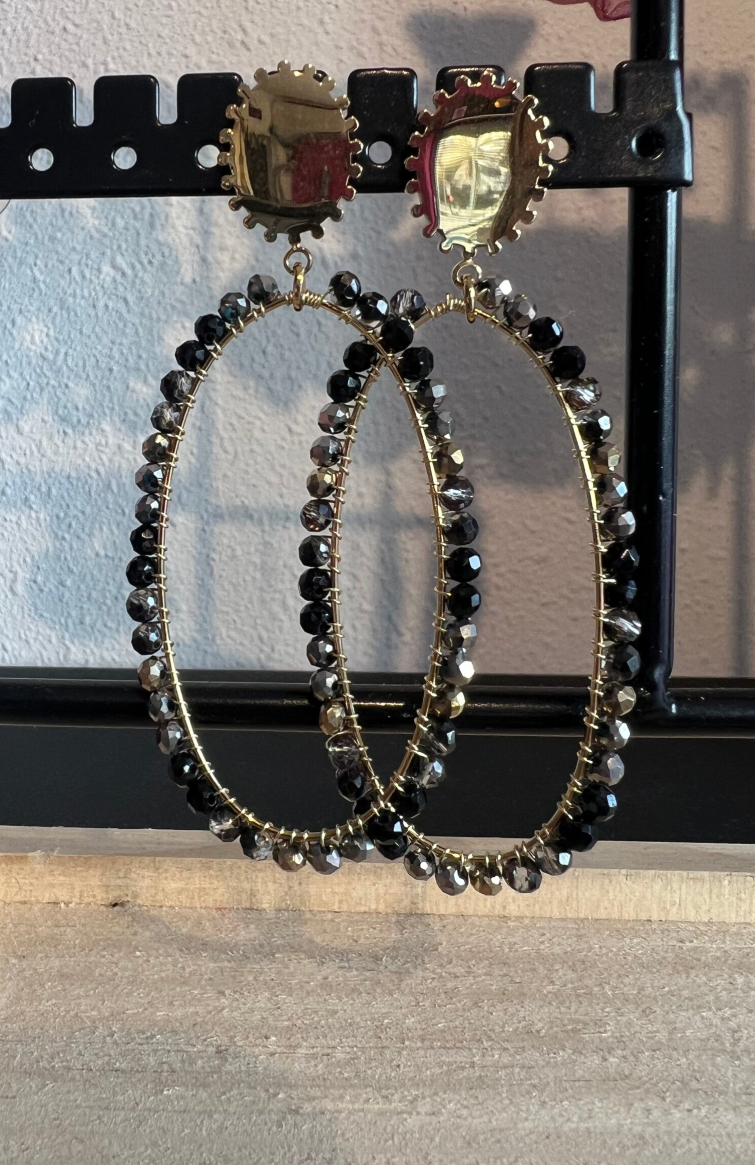 Statement hartoorbel met steentjes | Zwart/goud | Stainless Steel