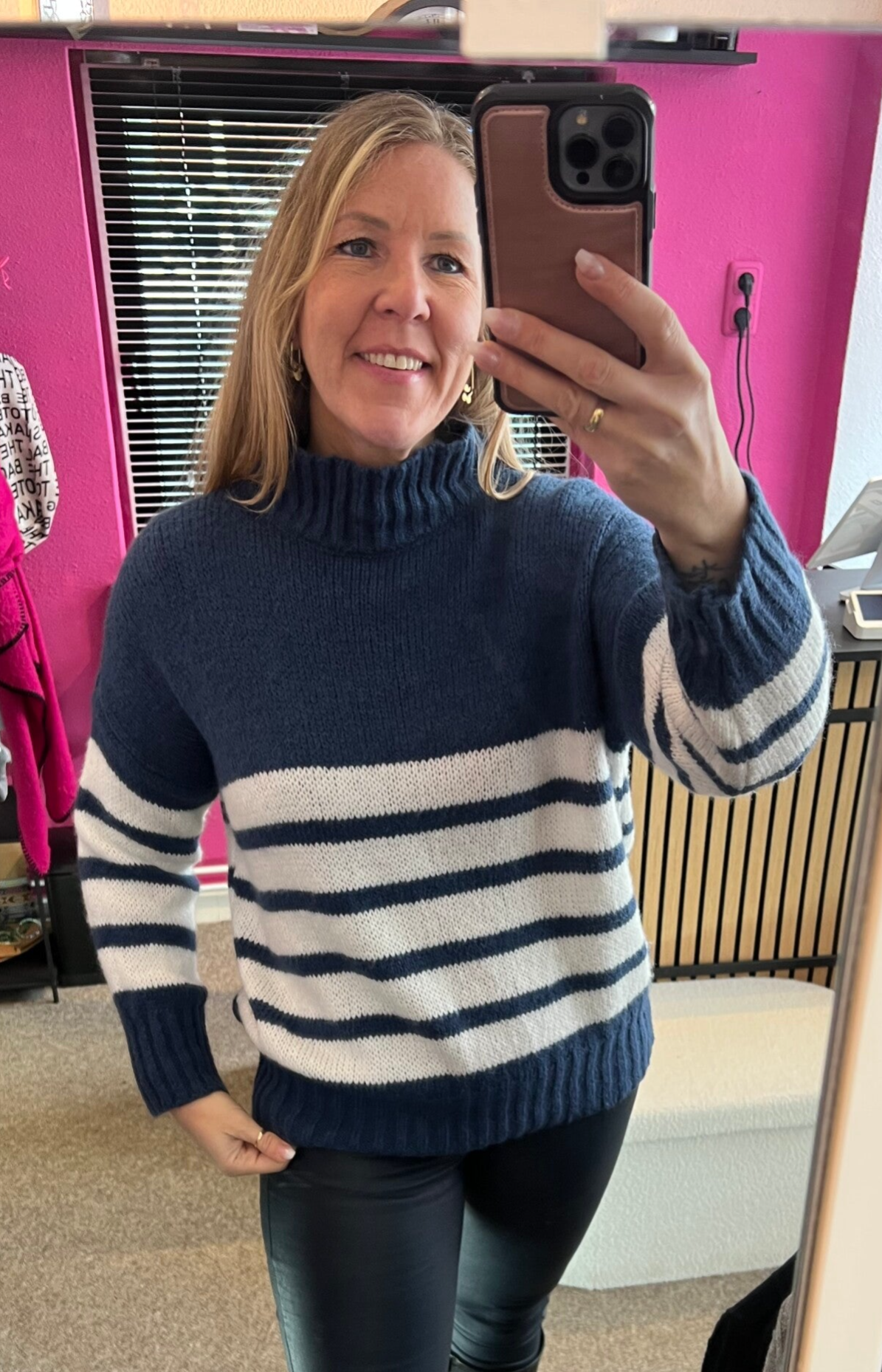 Trui Sisi streep Blauw/Wit