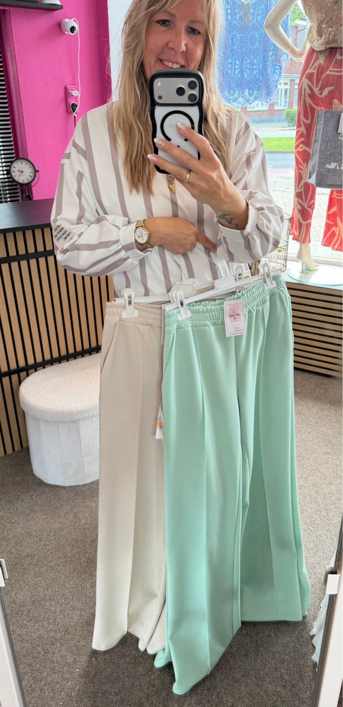 Comfy wide leg jogging broek Mint groen