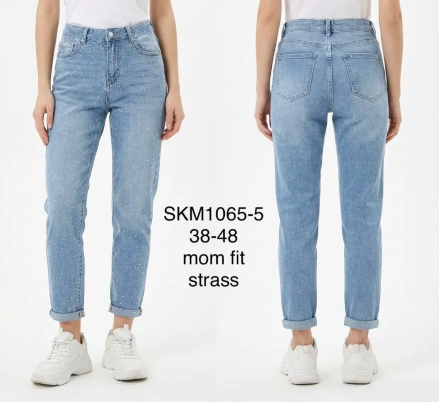Bestseller glitter jeans mom fit blauw