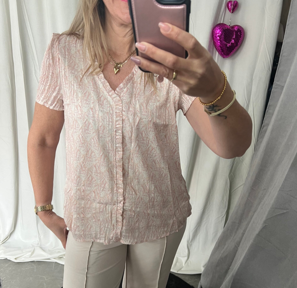 Blousetop roze met zilver draadje