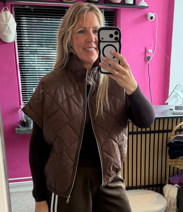 Bodywarmer doorgestikt Choco bruin