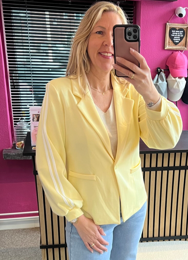 Blazer Jack jog stof Geel met witte bies