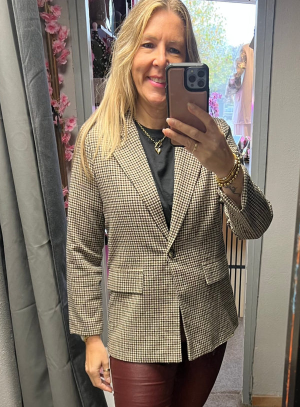Blazer geblokt Bruin