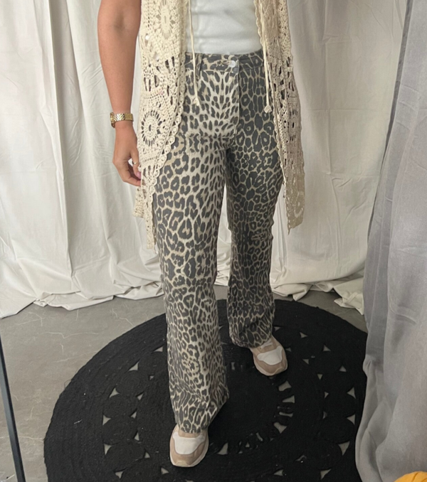 Jeans panterprint flare