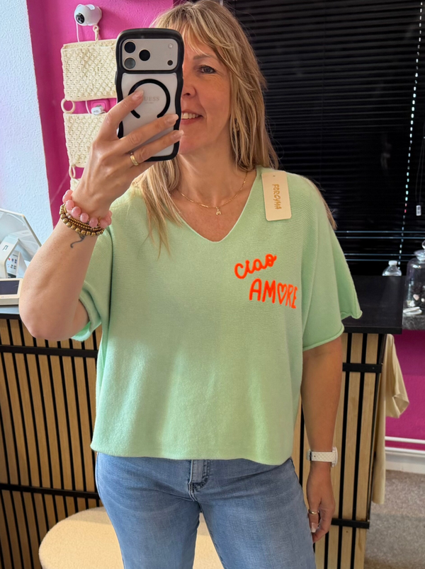 Ciao Amore trui 3/4 mouw Groen
