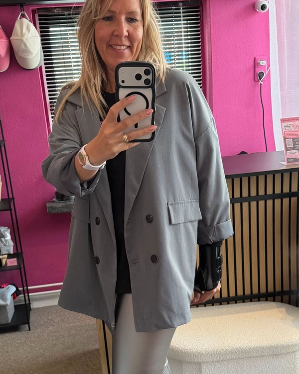 Oversized Blazer "Dusk Grey" – Double-Breasted Grijs